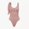 Costume da bagno intero con logo e spalline annodate