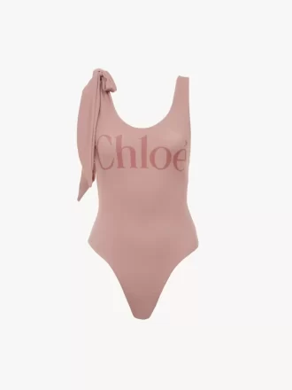 Costume da bagno intero con logo e spalline annodate Costume da bagno intero con logo e spalline annodate