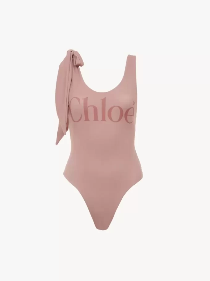 Costume da bagno intero con logo e spalline annodate