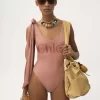 Costume da bagno intero con logo e spalline annodate