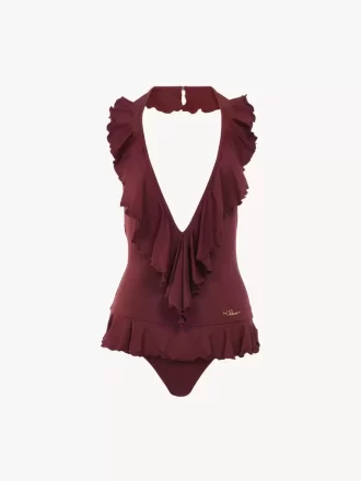 Costume intero con scollo a V arricciato Costume intero con scollo a V arricciato