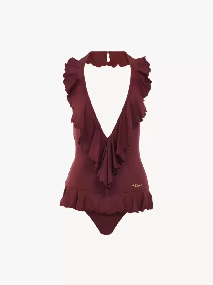 Costume intero con scollo a V arricciato Costume intero con scollo a V arricciato