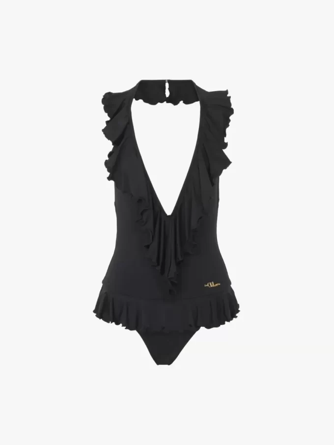 Costume intero con scollo a V arricciato Costume intero con scollo a V arricciato