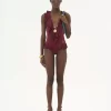 Costume intero con scollo a V arricciato Costume intero con scollo a V arricciato
