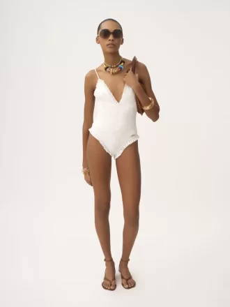 Costume intero con scollo a V arricciato Costume intero con scollo a V arricciato