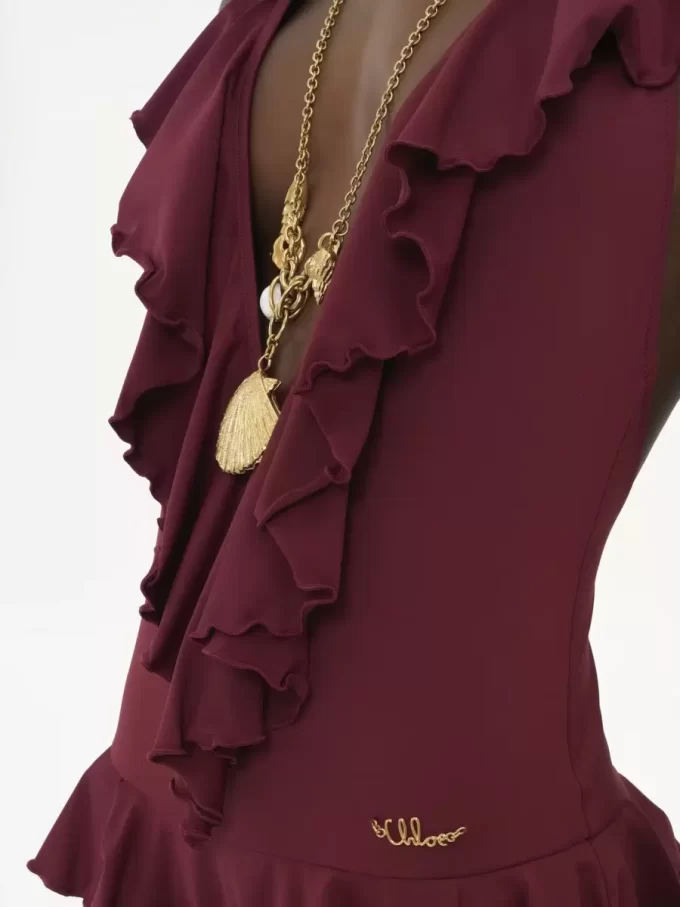 Costume intero con scollo a V arricciato Costume intero con scollo a V arricciato