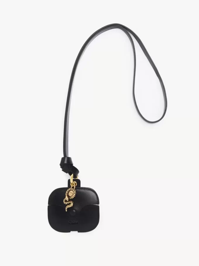 Custodia per auricolari Chloé Symbols Snake in pelle martellata Custodia per auricolari Chloé Symbols Snake in pelle martellata