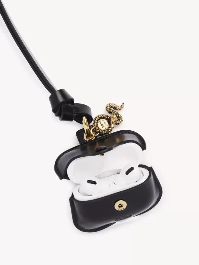 Custodia per auricolari Chloé Symbols Snake in pelle martellata Custodia per auricolari Chloé Symbols Snake in pelle martellata