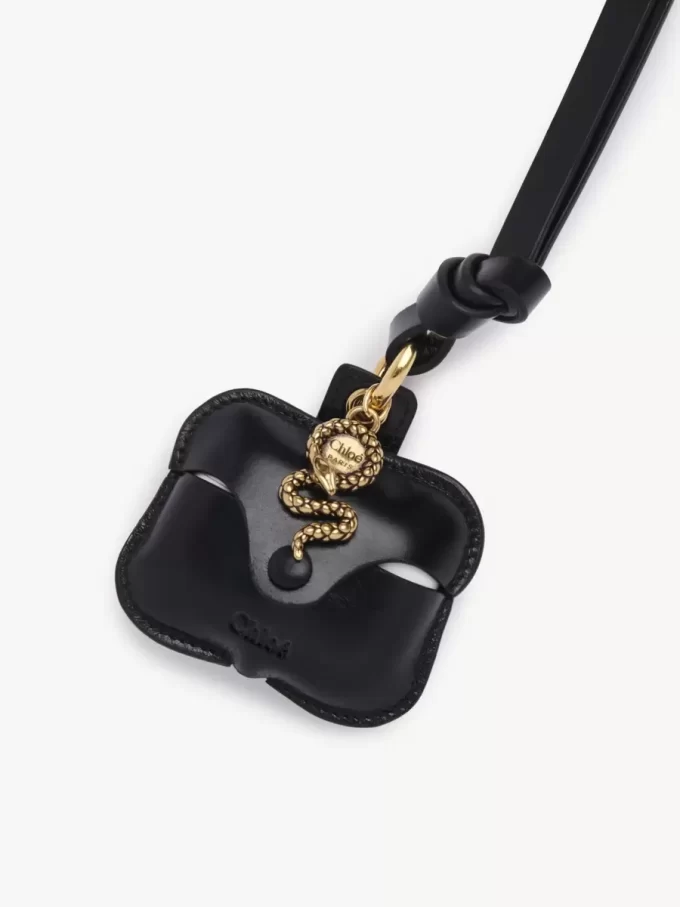Custodia per auricolari Chloé Symbols Snake in pelle martellata Custodia per auricolari Chloé Symbols Snake in pelle martellata