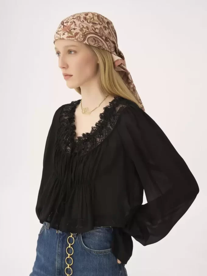 Foulard quadrato Chloé Paisley in twill di seta Foulard quadrato Chloé Paisley in twill di seta