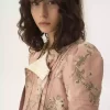 Giacca aderente in taffetà jacquard e pizzo Giacca aderente in taffetà jacquard e pizzo
