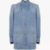 Giacca arricciata a collo alto in denim Giacca arricciata a collo alto in denim