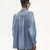 Giacca arricciata a collo alto in denim Giacca arricciata a collo alto in denim