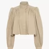 Giacca boule arricciata in gabardine di cotone Giacca boule arricciata in gabardine di cotone
