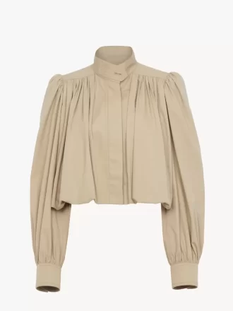 Giacca boule arricciata in gabardine di cotone Giacca boule arricciata in gabardine di cotone
