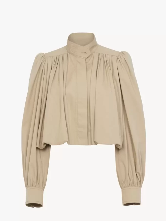 Giacca boule arricciata in gabardine di cotone Giacca boule arricciata in gabardine di cotone