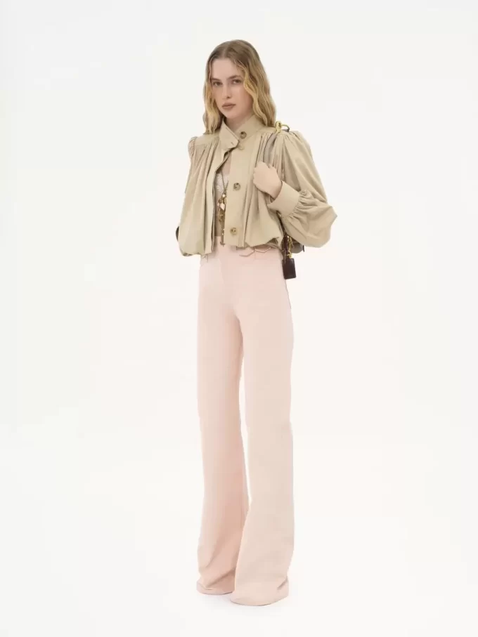 Giacca boule arricciata in gabardine di cotone Giacca boule arricciata in gabardine di cotone