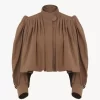 Giacca boule arricciata in lino e cotone Giacca boule arricciata in lino e cotone