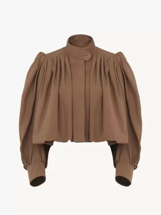 Giacca boule arricciata in lino e cotone