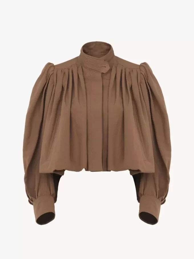Giacca boule arricciata in lino e cotone Giacca boule arricciata in lino e cotone