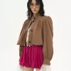 Giacca boule arricciata in lino e cotone Giacca boule arricciata in lino e cotone