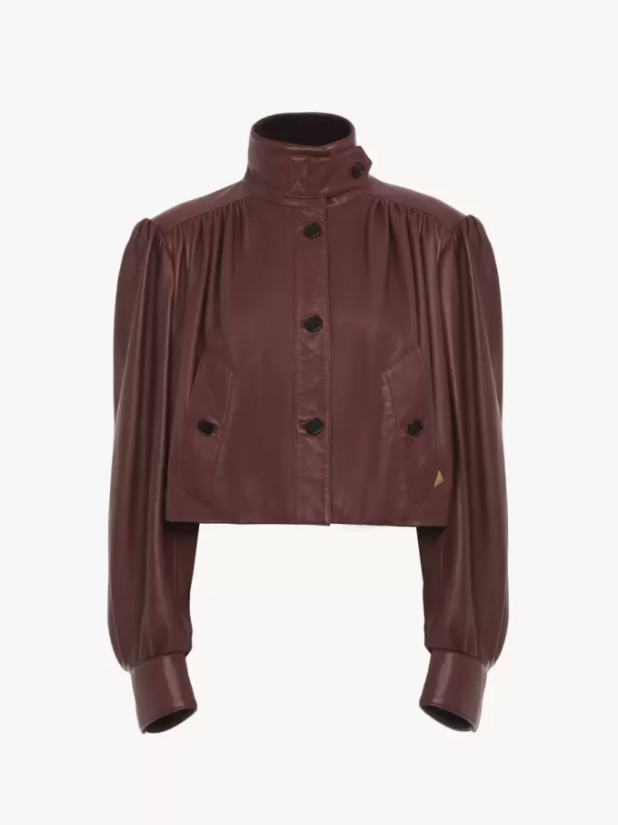 Giacca boule arricciata in pelle Giacca boule arricciata in pelle