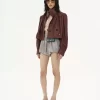 Giacca boule arricciata in pelle Giacca boule arricciata in pelle