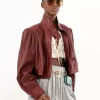 Giacca boule arricciata in pelle Giacca boule arricciata in pelle