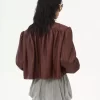 Giacca boule arricciata in pelle Giacca boule arricciata in pelle