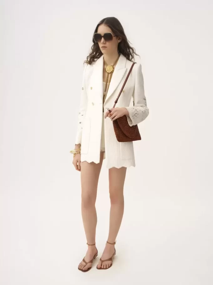 Giacca sartoriale doppiopetto in misto cotone Giacca sartoriale doppiopetto in misto cotone