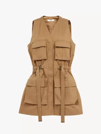 Gilet utilitario in gabardine di cotone leggero Gilet utilitario in gabardine di cotone leggero
