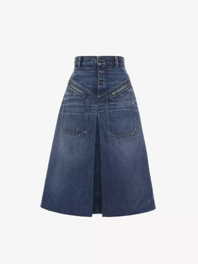 Gonna al ginocchio in denim Gonna al ginocchio in denim