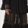 Gonna lunga a balze in georgette di seta e pizzo Gonna lunga a balze in georgette di seta e pizzo