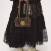 Gonna lunga a balze in georgette di seta e pizzo Gonna lunga a balze in georgette di seta e pizzo