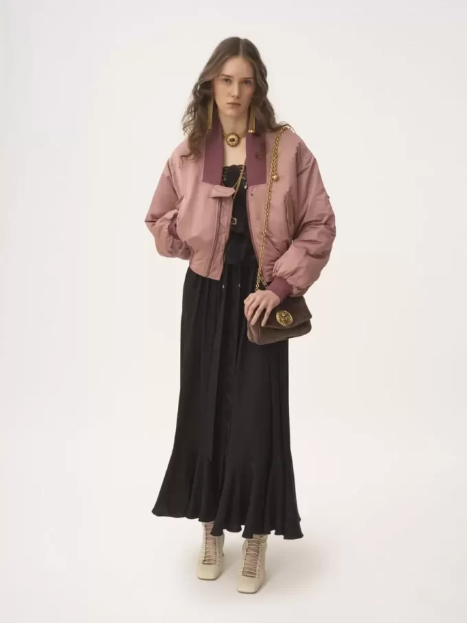 Gonna midi arricciata in jacquard di seta Gonna midi arricciata in jacquard di seta