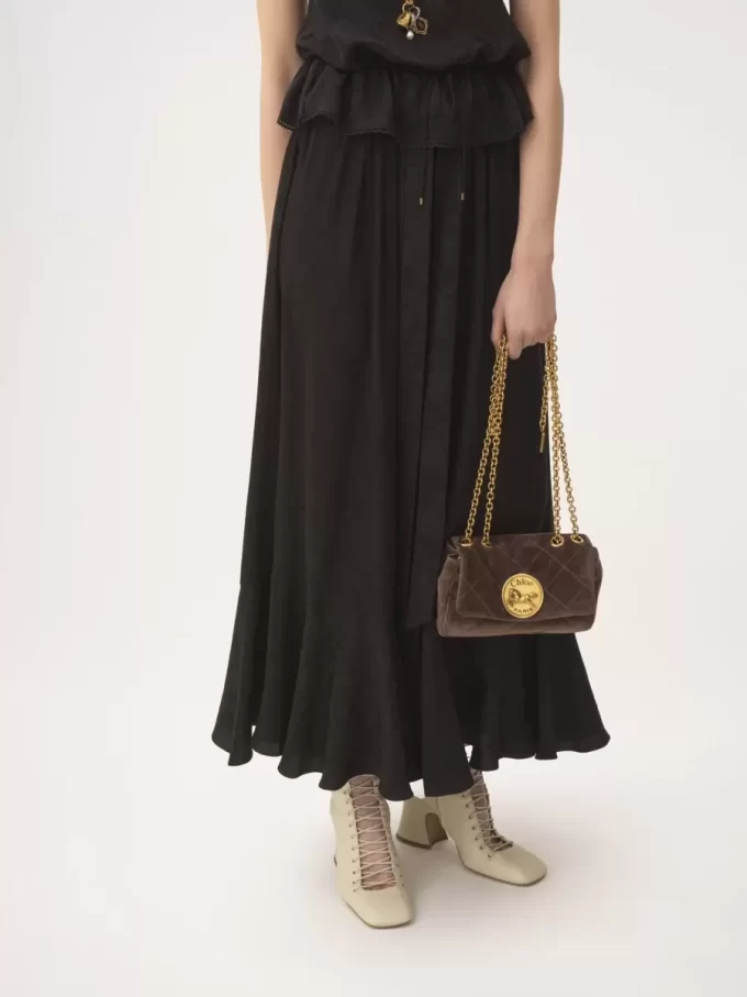Gonna midi arricciata in jacquard di seta Gonna midi arricciata in jacquard di seta