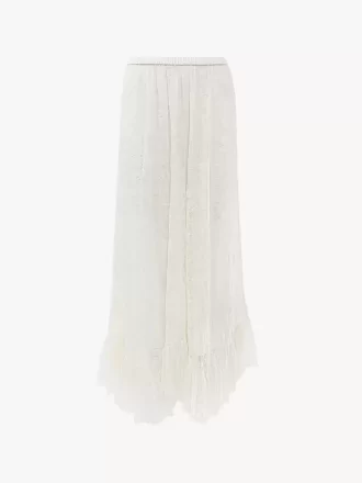 Gonna midi con volant in pizzo jacquard floreale Gonna midi con volant in pizzo jacquard floreale