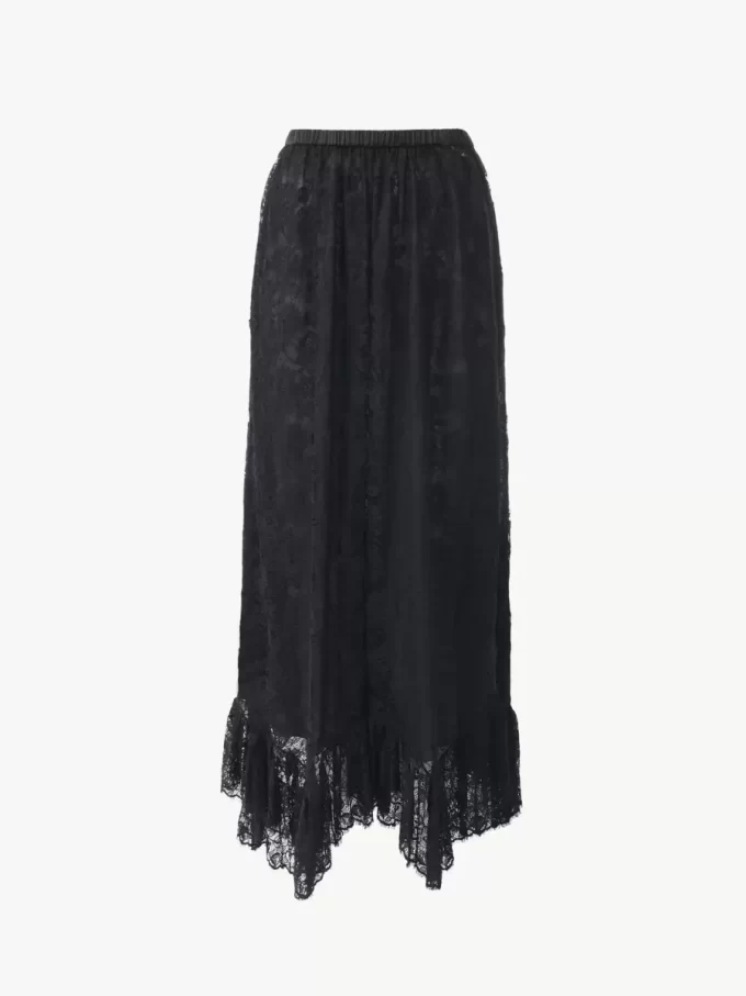 Gonna midi con volant in pizzo jacquard floreale Gonna midi con volant in pizzo jacquard floreale