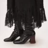 Gonna midi con volant in pizzo jacquard floreale Gonna midi con volant in pizzo jacquard floreale