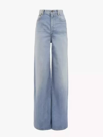 Jeans a gamba larga a vita alta in denim