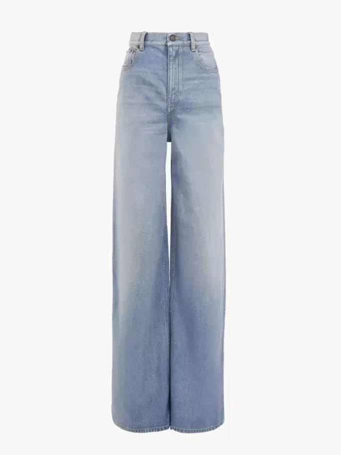 Jeans a gamba larga a vita alta in denim Jeans a gamba larga a vita alta in denim