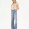 Jeans a gamba larga a vita alta in denim Jeans a gamba larga a vita alta in denim