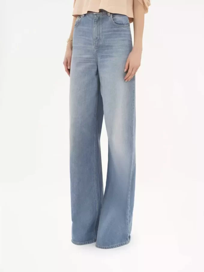Jeans a gamba larga a vita alta in denim Jeans a gamba larga a vita alta in denim