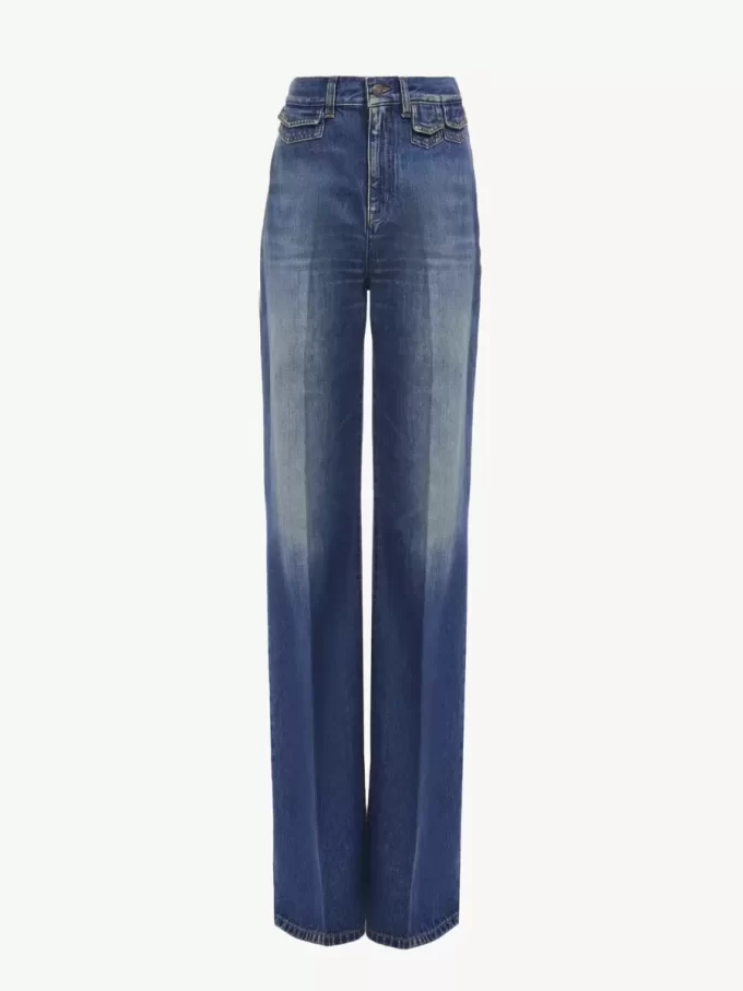 Jeans a zampa a vita alta in denim Jeans a zampa a vita alta in denim