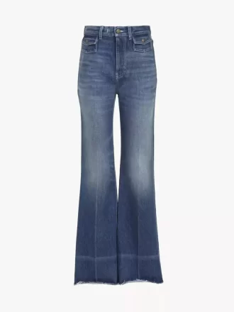 Jeans a zampa a vita alta in denim