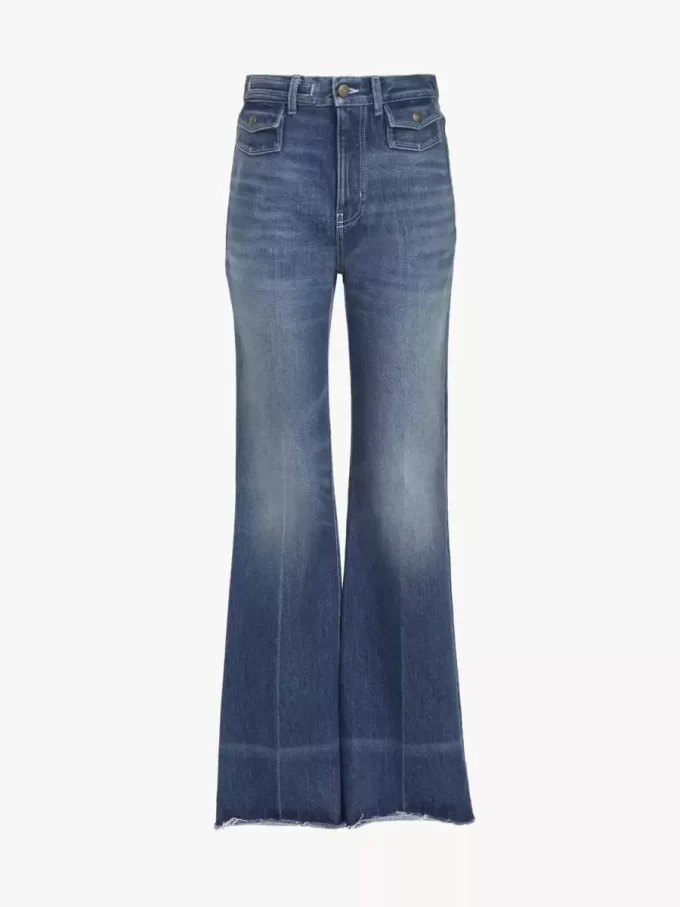 Jeans a zampa a vita alta in denim Jeans a zampa a vita alta in denim