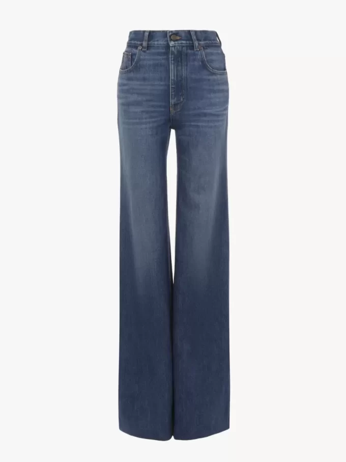 Jeans a zampa a vita alta in denim Jeans a zampa a vita alta in denim