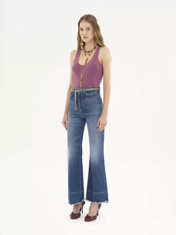 Jeans a zampa a vita alta in denim Jeans a zampa a vita alta in denim