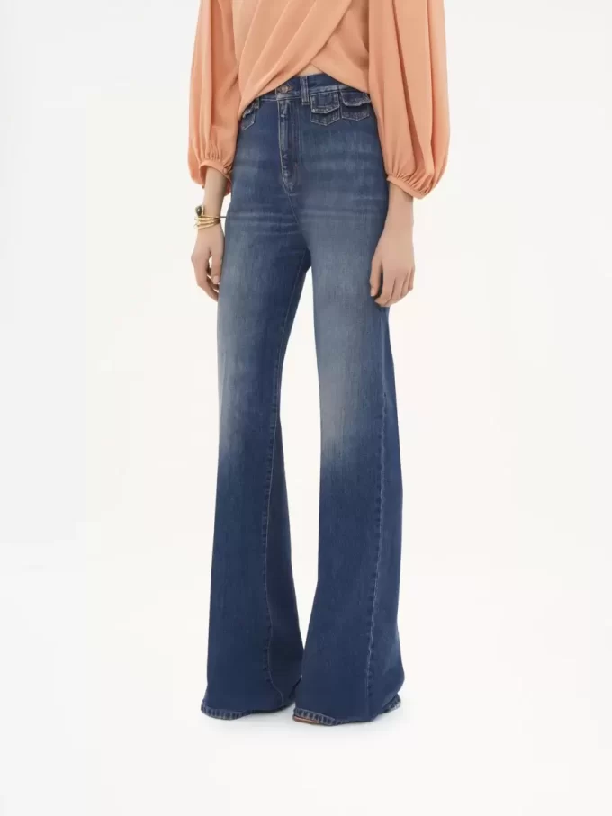 Jeans a zampa a vita alta in denim Jeans a zampa a vita alta in denim