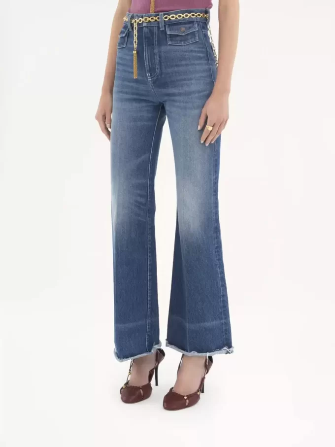 Jeans a zampa a vita alta in denim Jeans a zampa a vita alta in denim